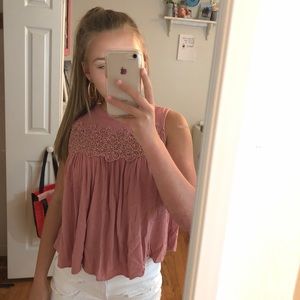 Super cute Pink Crotched Detail Top